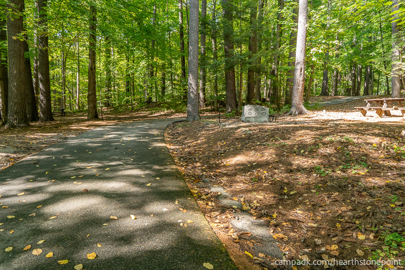Campsite Photo of Site 151 at Hearthstone Point Campground, New York - Looking at Site from Road Sign Visible