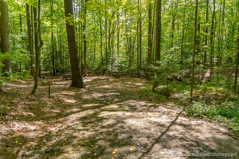 Campsite Photo of Site 146 at Hearthstone Point Campground, New York - Looking at Site from Road Sign Visible