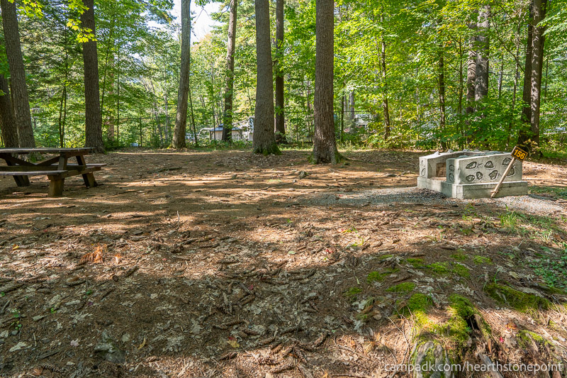 Campsite Photo of Site 156 at Hearthstone Point Campground, New York - Looking at Site from Road Sign Visible