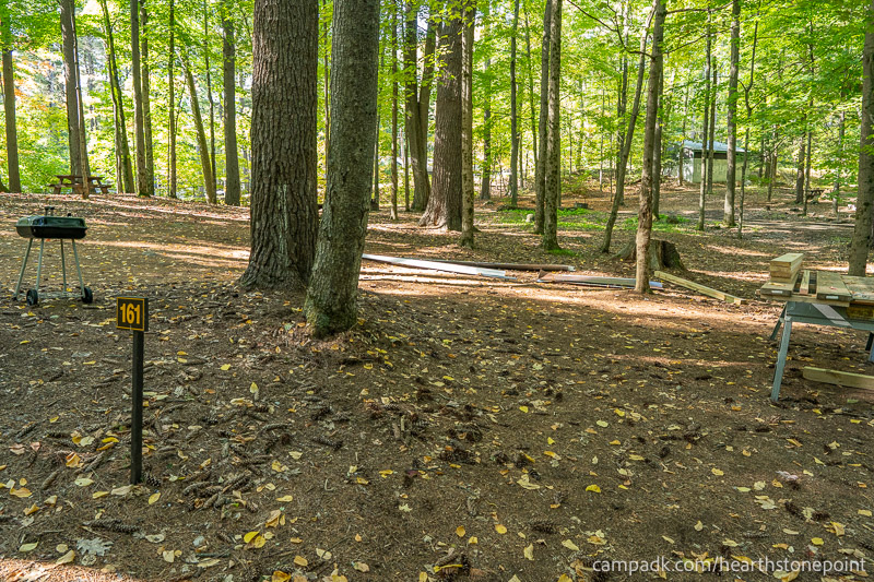 Campsite Photo of Site 161 at Hearthstone Point Campground, New York - Looking at Site from Road Sign Visible