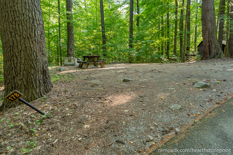 Campsite Photo of Site 178 at Hearthstone Point Campground, New York - Looking at Site from Road Sign Visible