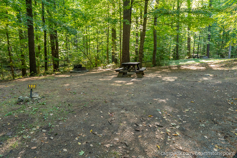 Campsite Photo of Site 188 at Hearthstone Point Campground, New York - Looking at Site from Road Sign Visible