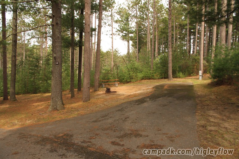 Campsite Photo of Site 15 at Higley Flow State Park, New York - Looking at Site from Road Sign Visible