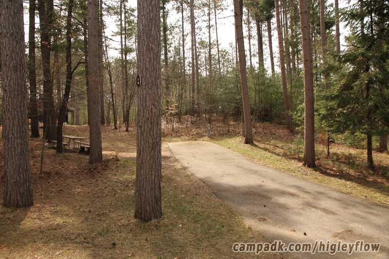 Campsite Photo of Site 20 at Higley Flow State Park, New York - Looking at Site from Road Sign Visible