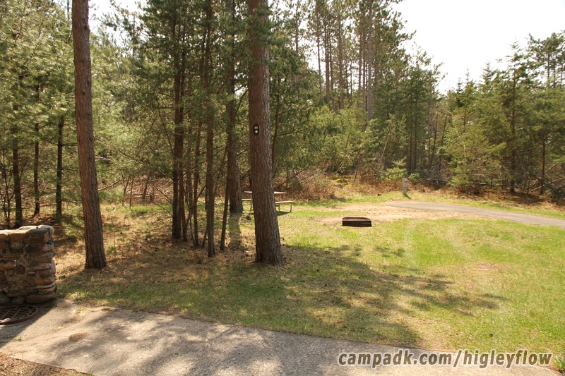 Campsite Photo of Site 60 at Higley Flow State Park, New York - Looking at Site from Road Sign Visible