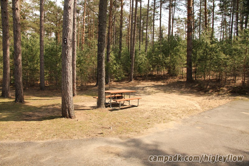 Campsite Photo of Site 55 at Higley Flow State Park, New York - Looking at Site from Road Sign Visible