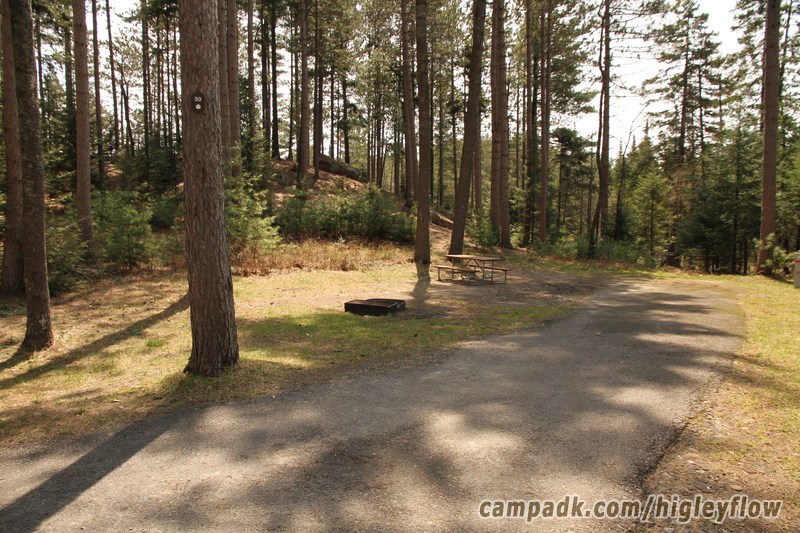 Campsite Photo of Site 50 at Higley Flow State Park, New York - Looking at Site from Road Sign Visible