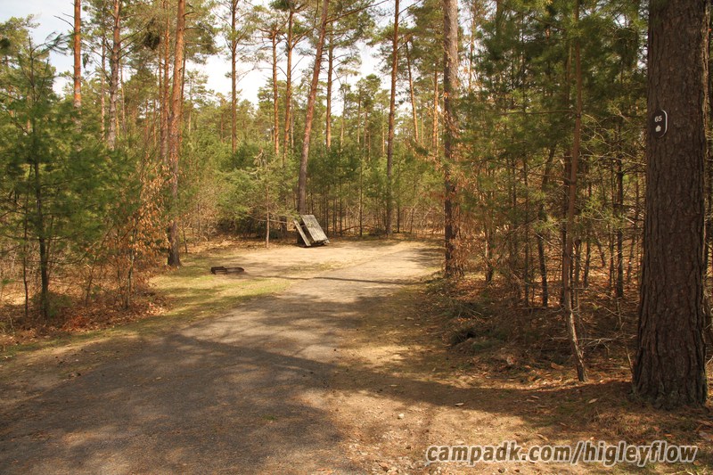 Campsite Photo of Site 65 at Higley Flow State Park, New York - Looking at Site from Road Sign Visible