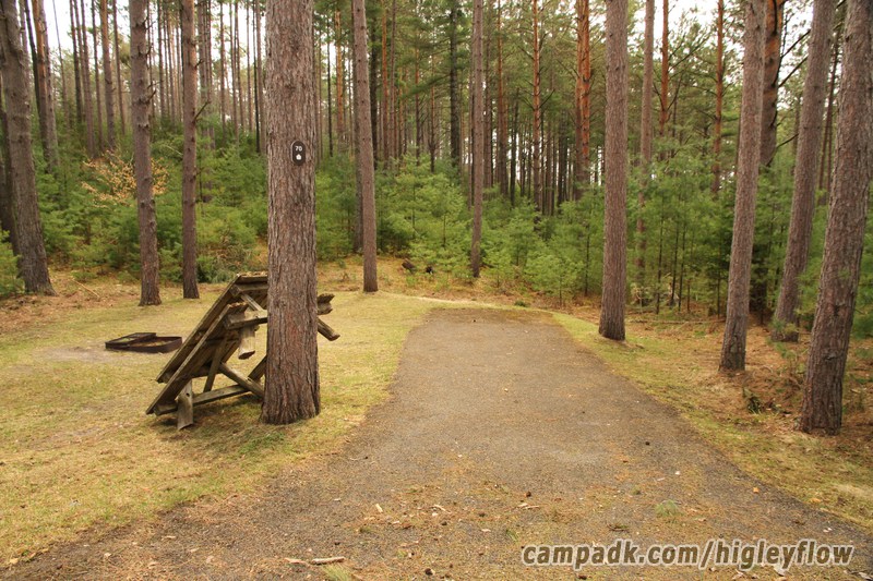 Campsite Photo of Site 70 at Higley Flow State Park, New York - Looking at Site from Road Sign Visible