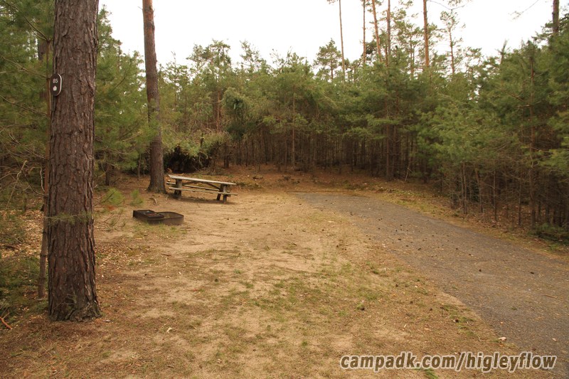 Campsite Photo of Site 85 at Higley Flow State Park, New York - Looking at Site from Road Sign Visible