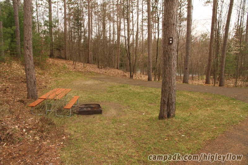 Campsite Photo of Site 90 at Higley Flow State Park, New York - Looking at Site from Road Sign Visible