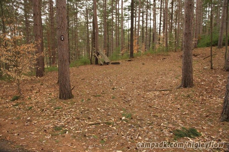 Campsite Photo of Site 125 at Higley Flow State Park, New York - Looking at Site from Road Sign Visible