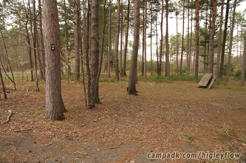 Campsite Photo of Site 135 at Higley Flow State Park, New York - Looking at Site from Road Sign Visible
