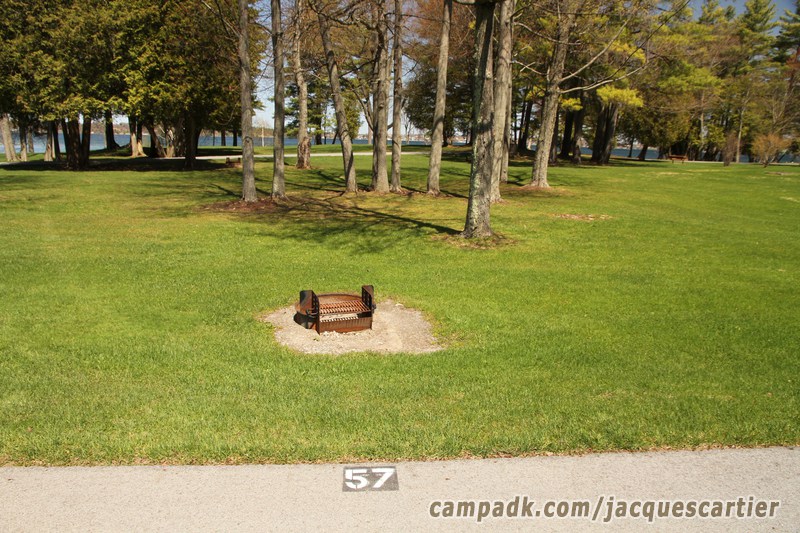Campsite Photo of Site 57 at Jacques Cartier State Park, New York - Looking at Site from Road Sign Visible