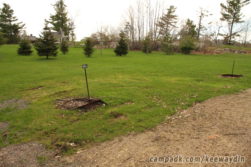 Campsite Photo of Site 40 at Keewaydin State Park, New York - Looking at Site from Road Sign Visible