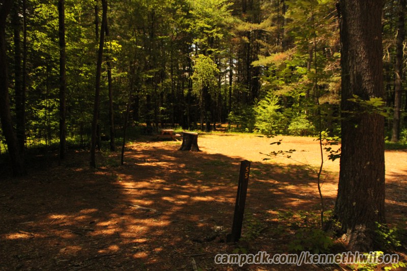 Campsite Photo of Site 55 at Kenneth L Wilson Campground, New York - Looking at Site from Road Sign Visible