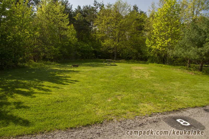 Campsite Photo of Site 55 at Keuka Lake State Park, New York - Looking at Site from Road Sign Visible