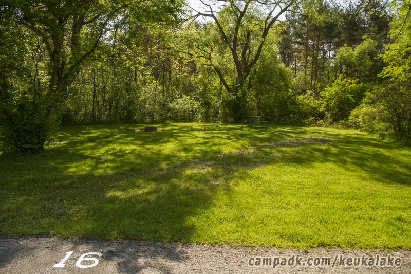 Campsite Photo of Site 60 at Keuka Lake State Park, New York - Looking at Site from Road Sign Visible