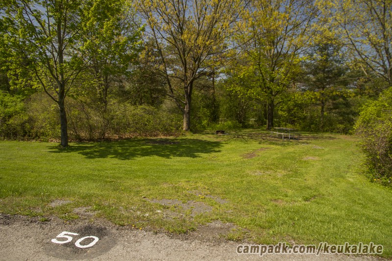 Campsite Photo of Site 80 at Keuka Lake State Park, New York - Looking at Site from Road Sign Visible
