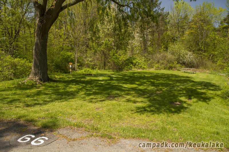 Campsite Photo of Site 10 at Keuka Lake State Park, New York - Looking at Site from Road Sign Visible