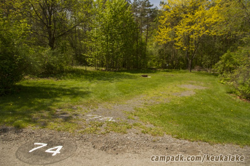 Campsite Photo of Site 15 at Keuka Lake State Park, New York - Looking at Site from Road Sign Visible