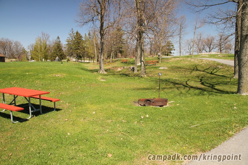 Campsite Photo of Site 78 at Kring Point State Park, New York - Looking at Site from Road Sign Visible