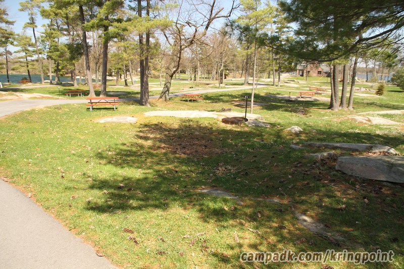 Campsite Photo of Site 41 at Kring Point State Park, New York - Looking at Site from Road Sign Visible