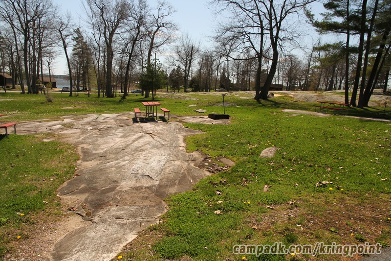 Campsite Photo of Site 46 at Kring Point State Park, New York - Looking at Site from Road Sign Visible
