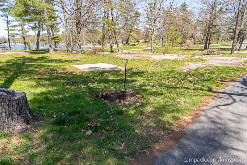 Campsite Photo of Site 43 at Kring Point State Park, New York - Looking at Site from Road Sign Visible