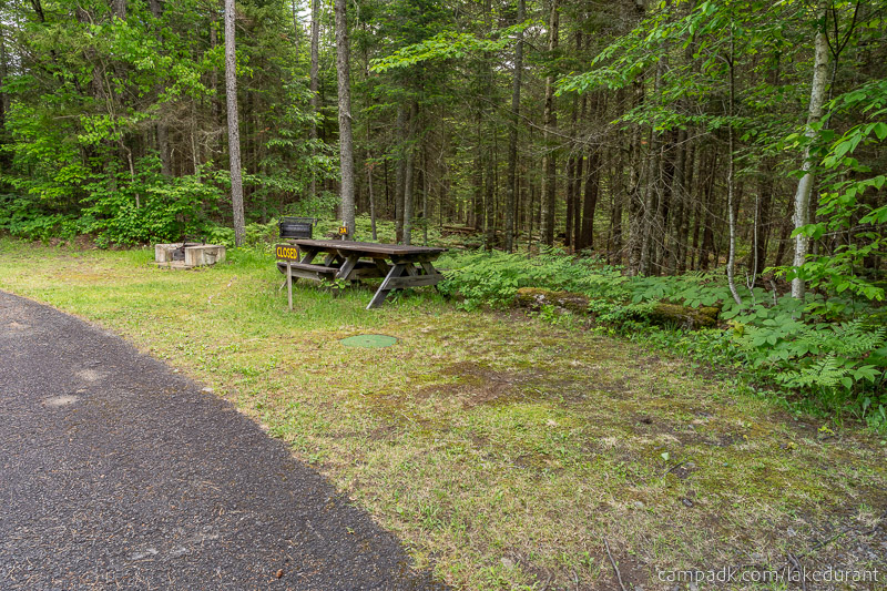 Campsite Photo of Site 3A at Lake Durant Campground, New York - Looking at Site from Road Sign Visible