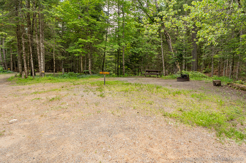 Campsite Photo of Site 4A at Lake Durant Campground, New York - Looking at Site from Road Sign Visible