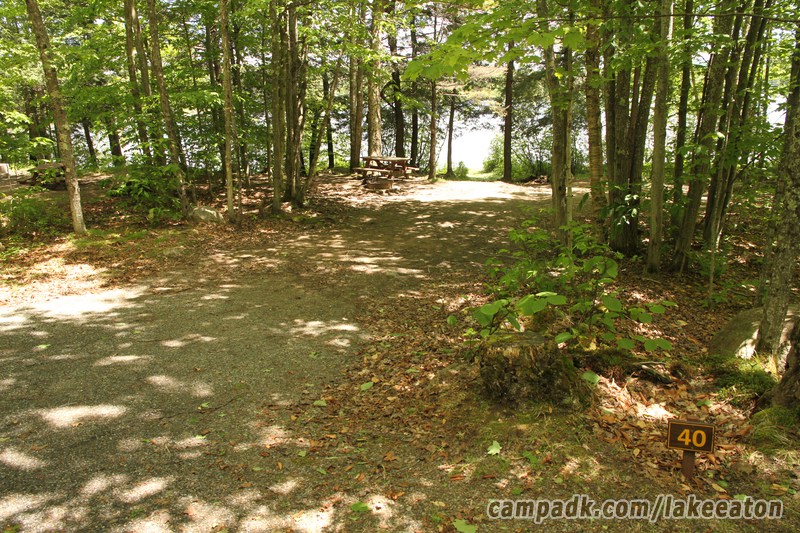 Campsite Photo of Site 40 at Lake Eaton Campground, New York - Looking at Site from Road Sign Visible