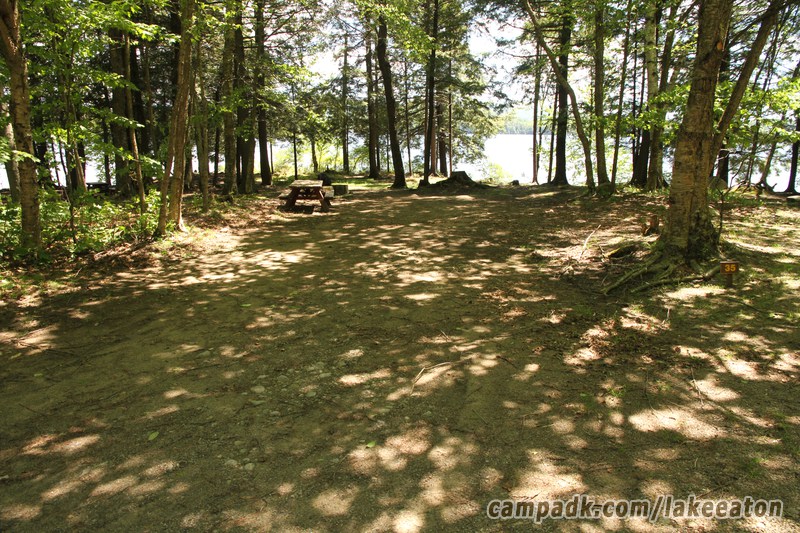 Campsite Photo of Site 35 at Lake Eaton Campground, New York - Looking at Site from Road Sign Visible