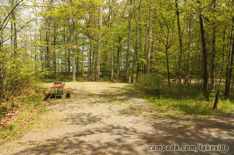 Campsite Photo of Site B23 at Lakeside State Park, New York - Looking at Site from Road Sign Visible