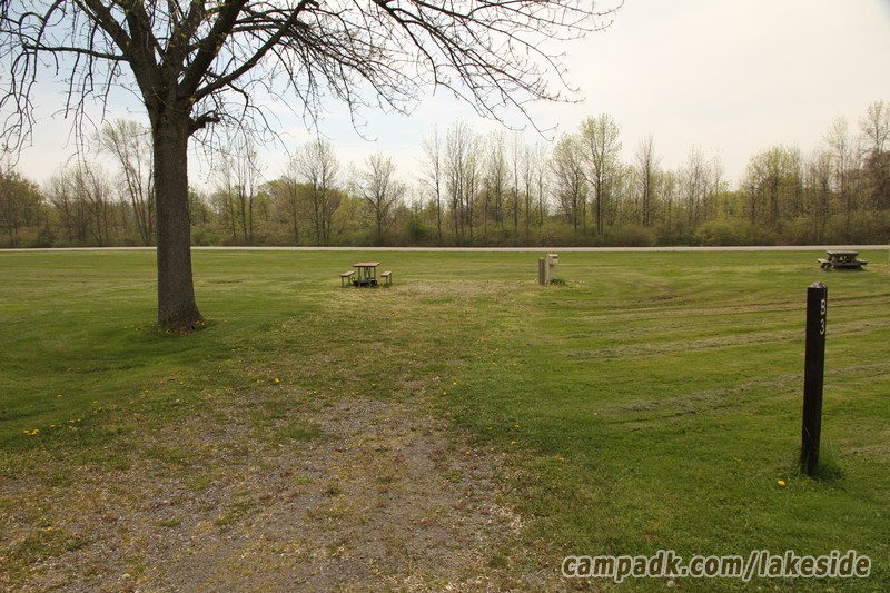 Campsite Photo of Site B3 at Lakeside State Park, New York - Looking at Site from Road Sign Visible