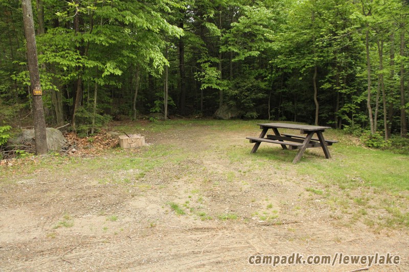 Campsite Photo of Site 125 at Lewey Lake Campground, New York - Looking at Site from Road Sign Visible