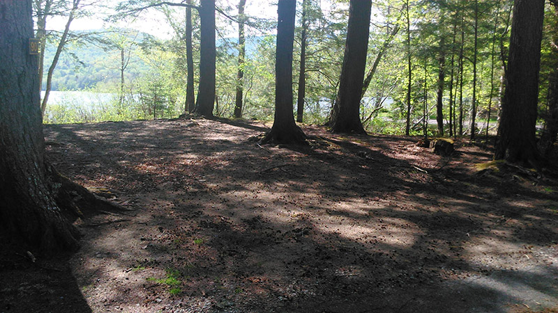 Campsite Photo of Site 90 at Lewey Lake Campground, New York - Looking at Site from Road Sign Visible