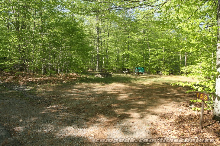 Campsite Photo of Site 153 at Limekiln Lake Campground, New York - Looking at Site from Road Sign Visible