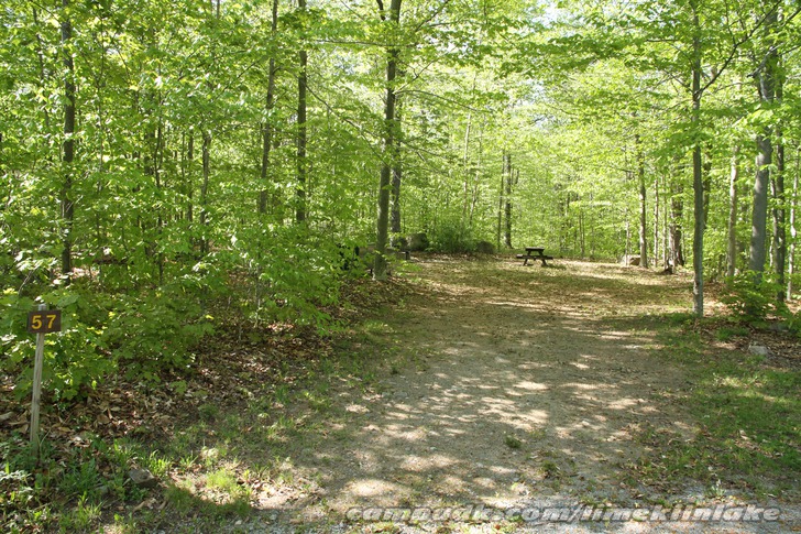 Campsite Photo of Site 57 at Limekiln Lake Campground, New York - Looking at Site from Road Sign Visible