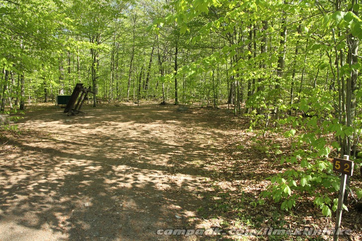 Campsite Photo of Site 52 at Limekiln Lake Campground, New York - Looking at Site from Road Sign Visible