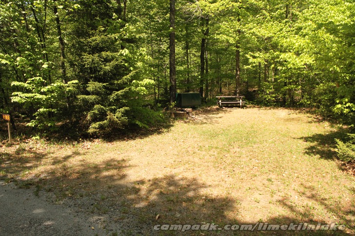 Campsite Photo of Site 265 at Limekiln Lake Campground, New York - Looking at Site from Road Sign Visible