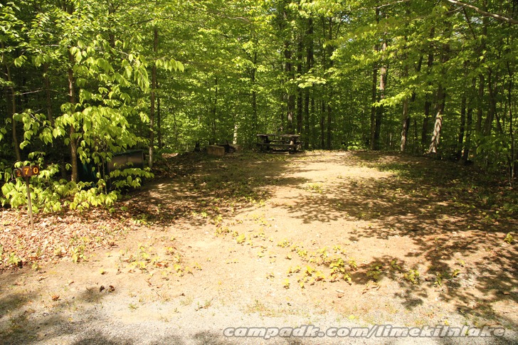 Campsite Photo of Site 270 at Limekiln Lake Campground, New York - Looking at Site from Road Sign Visible