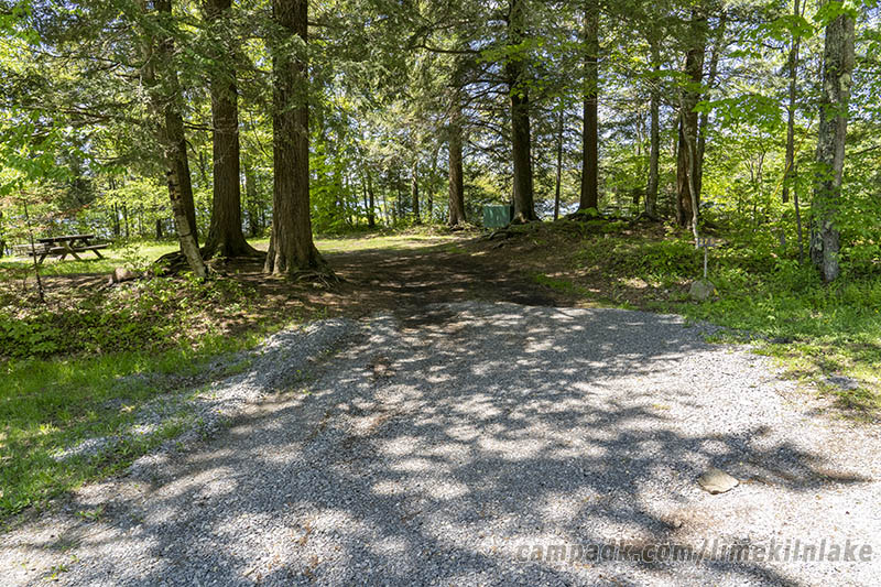 Campsite Photo of Site 275 at Limekiln Lake Campground, New York - Looking at Site from Road Sign Visible