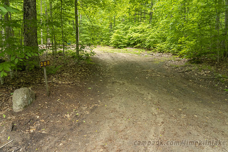 Campsite Photo of Site 208 at Limekiln Lake Campground, New York - Looking at Site from Road Sign Visible