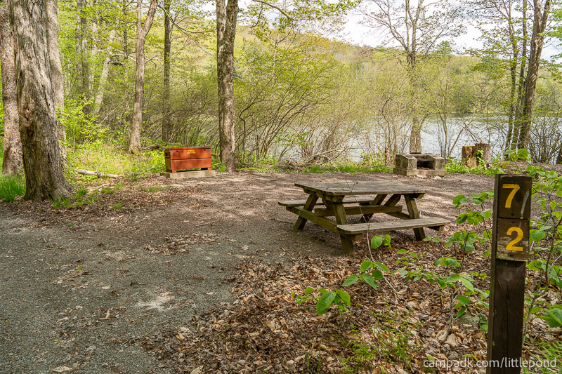 Campsite Photo of Site 72 at Little Pond Campground, New York - Looking at Site from Road Sign Visible