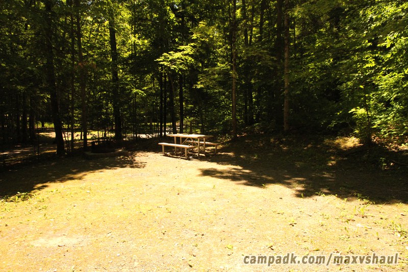 Campsite Photo of Site 25 at Max V Shaul State Park, New York - Looking at Site from Road Sign Visible