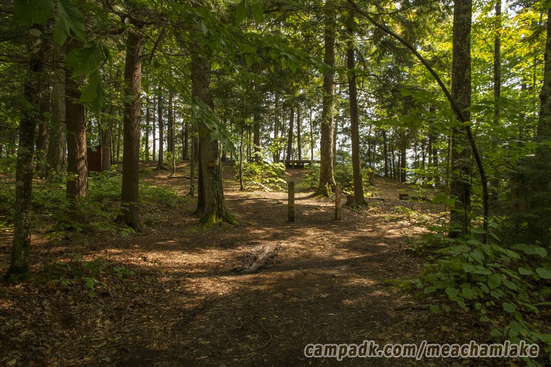 Campsite Photo of Site 184 at Meacham Lake Campground, New York - Looking at Site from Road Sign Visible