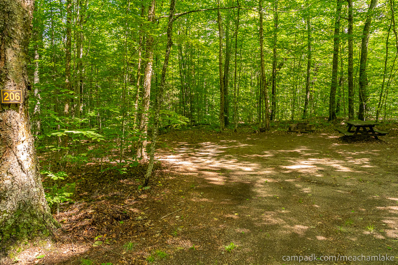 Campsite Photo of Site 206 at Meacham Lake Campground, New York - Looking at Site from Road Sign Visible