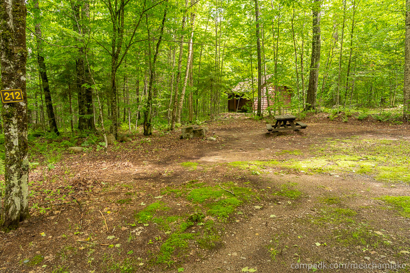 Campsite Photo of Site 212 at Meacham Lake Campground, New York - Looking at Site from Road Sign Visible