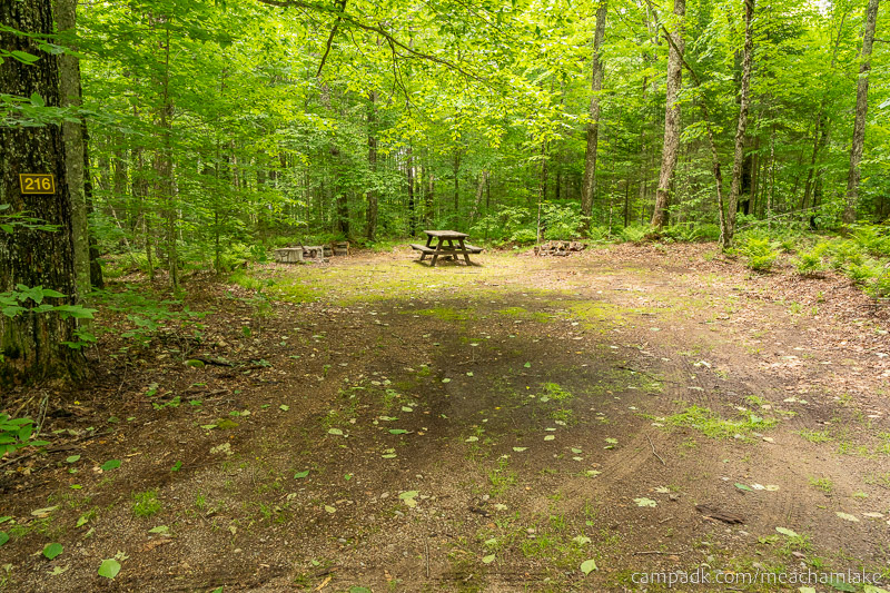 Campsite Photo of Site 216 at Meacham Lake Campground, New York - Looking at Site from Road Sign Visible